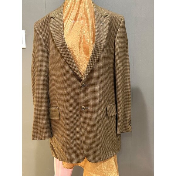Christian Brooks 44R Men's Blazer Brown Houndstooth Sport Coat Made In The USA, - Picture 2 of 16